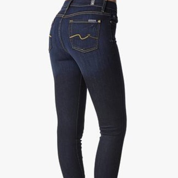 7 For All Mankind Slim Illusion Mid Rise Roxanne Skinny Jeans Classic Dark - Picture 2 of 14